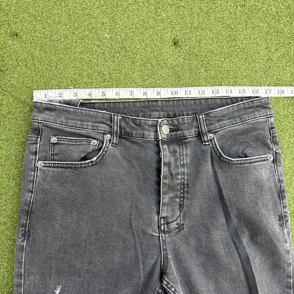 Ksubi Mens Black Chitch Black Blazed Distressed Skinny Size 34